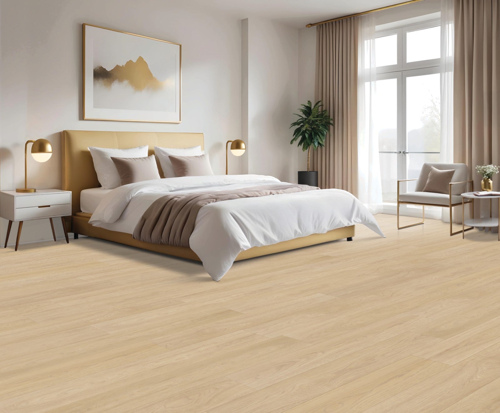 Mohawk Woodstock Knoll in Soft Oat Hickory, Laminated Wood room scene