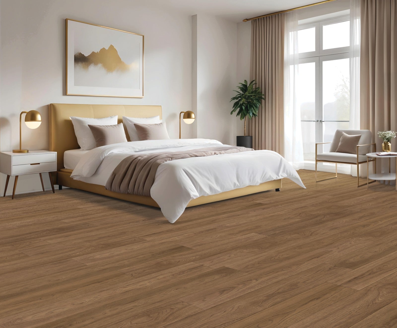 Mohawk Woodstock Knoll in Mocha Hickory, Laminated Wood room scene