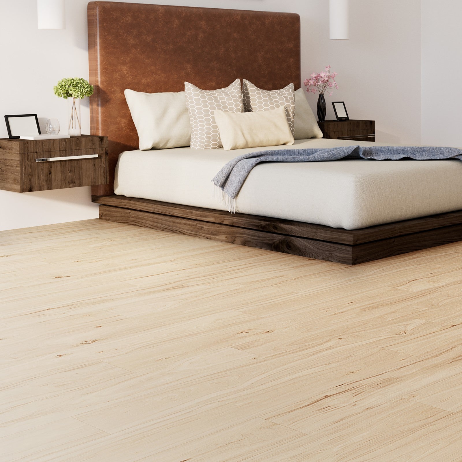 Mohawk Lacy Highlands in White Pepper Hickory, Laminated Wood room scene