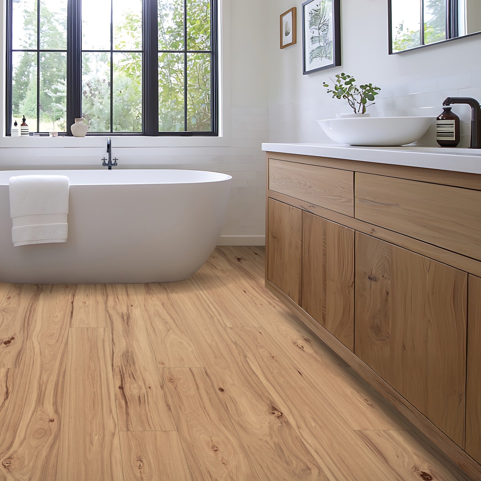 Mohawk Lacy Highlands in Clove Hickory, Laminated Wood room scene