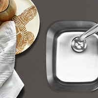 MSI 18G 60/40 — surface detail in natural tonality heavy-gauge undermount single-bowl kitchen sink