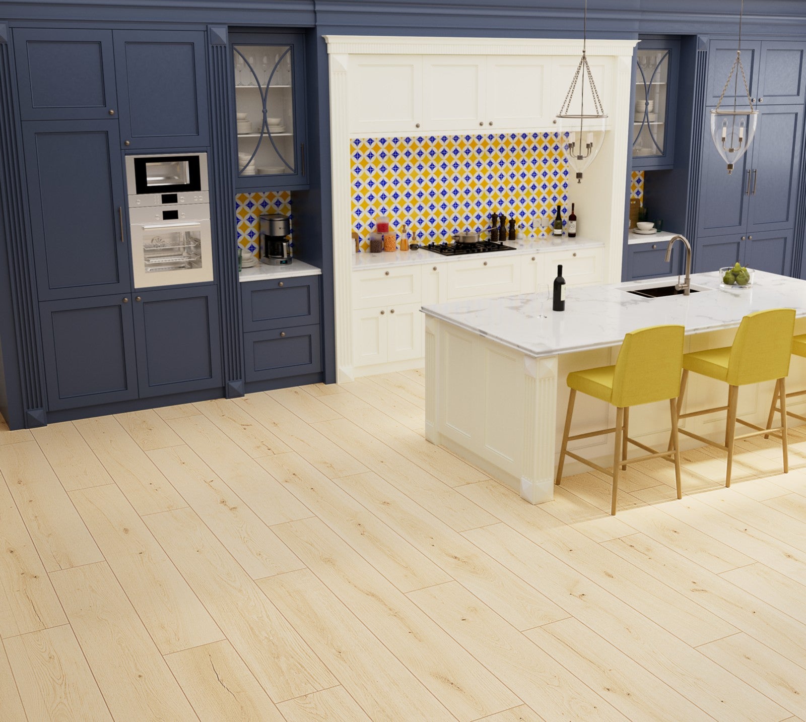 Mohawk Saylor's Cove in Ecru Oak, Resilient/Vinyl room scene