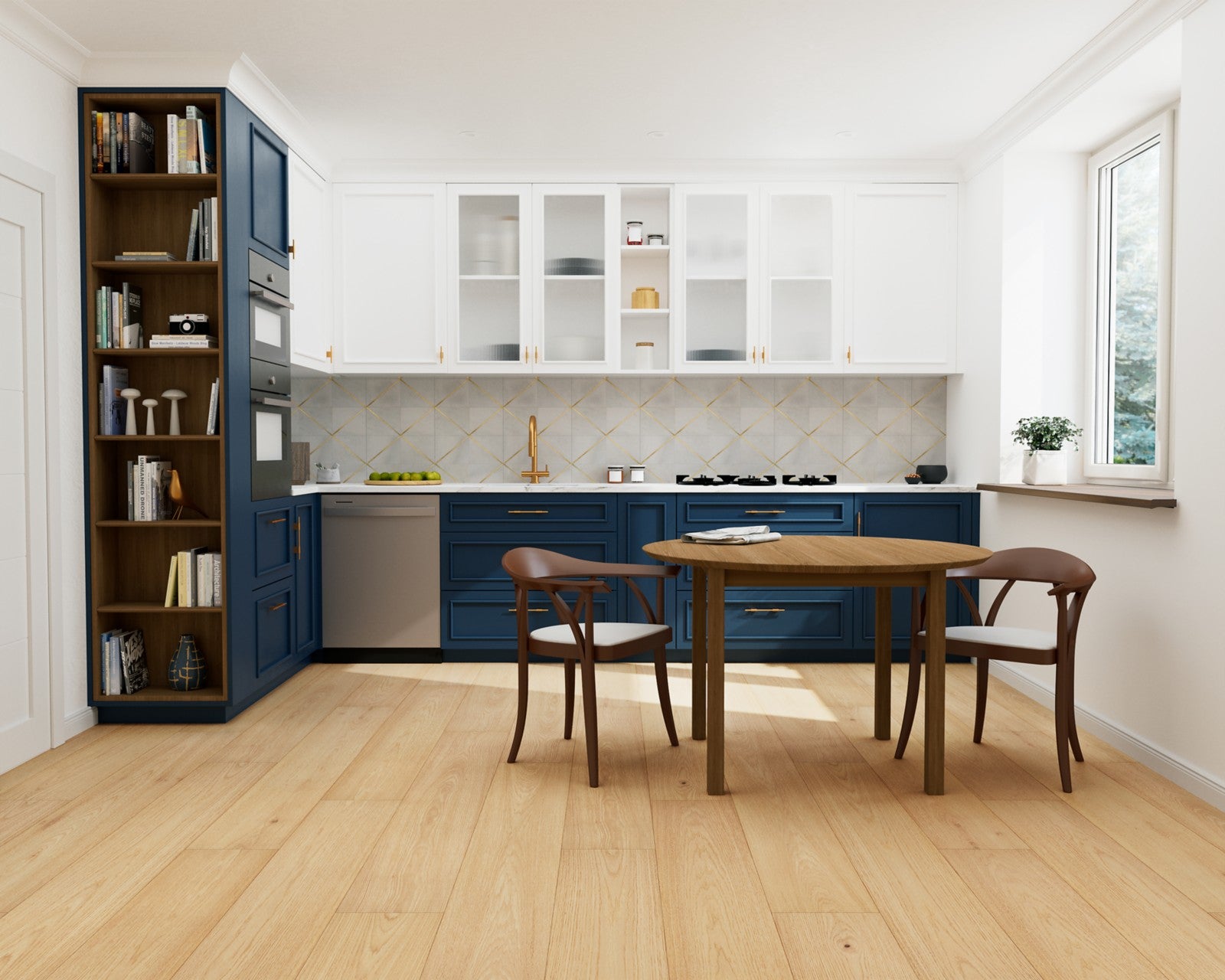 Mohawk Landry Valley in Desert Sand Hickory, Resilient/Vinyl room scene