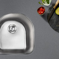 MSI 18G 40/60 — surface detail in natural tonality heavy-gauge undermount single-bowl kitchen sink