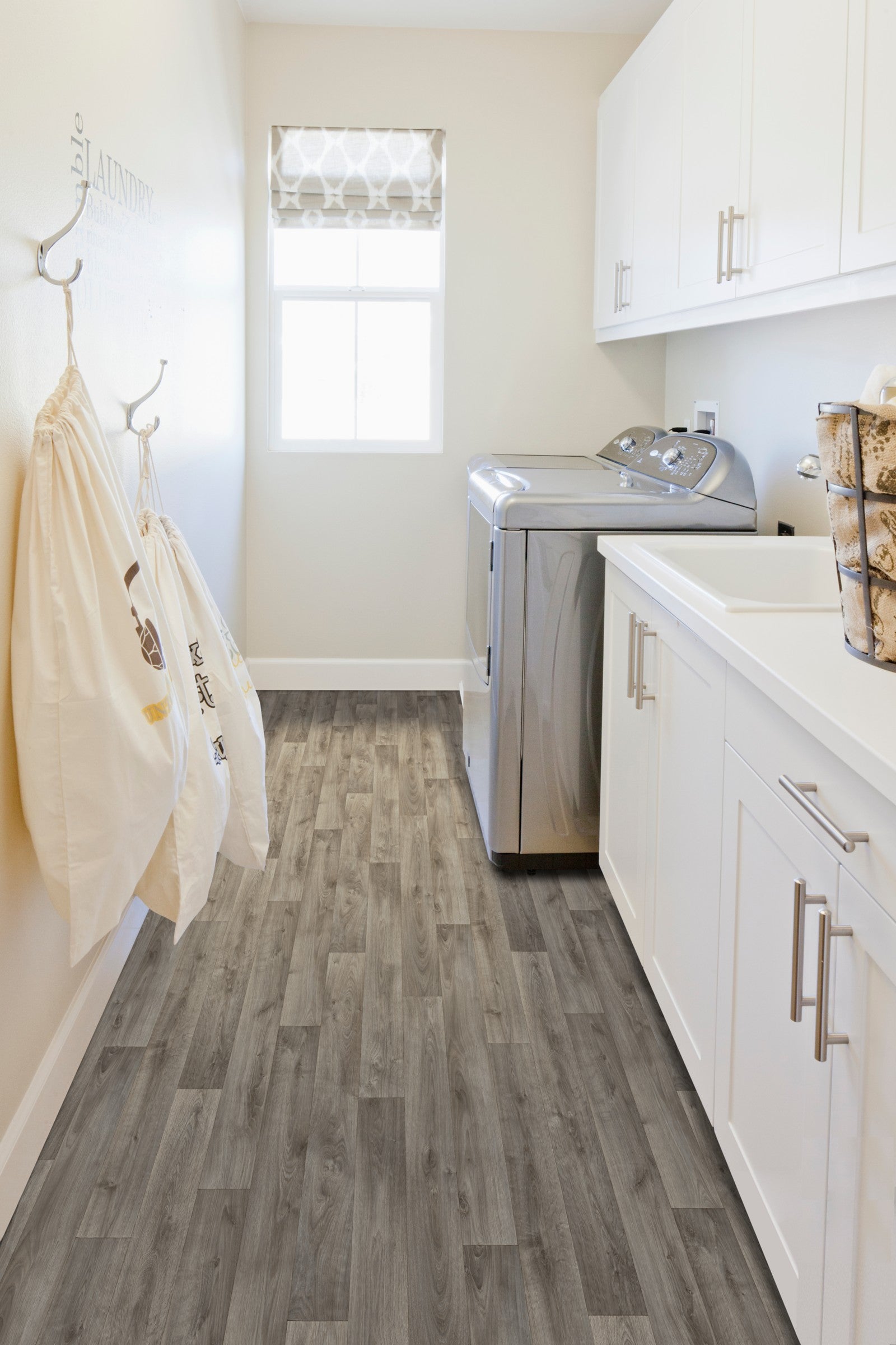 Mohawk Hampton Heights in Mountain Grey, Resilient/Vinyl room scene