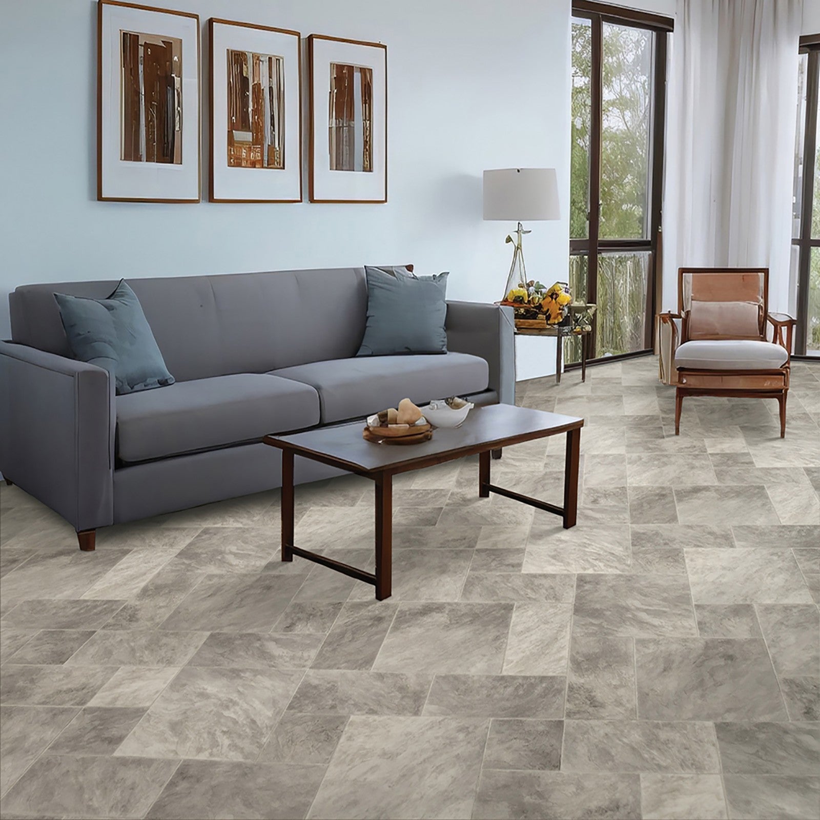 Mohawk Genial Crest in Ben Davis Grey, Resilient/Vinyl room scene