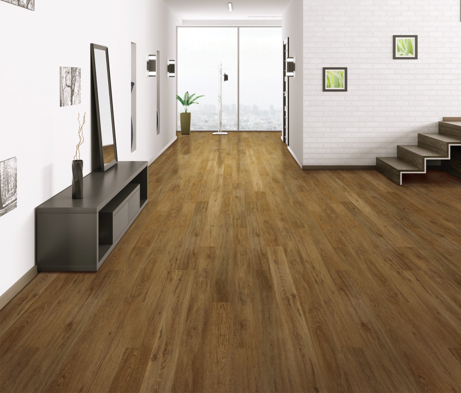 Mohawk Founder's Trace in Pecan, Resilient/Vinyl room scene
