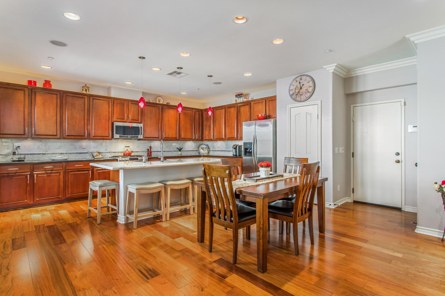 Room scene with Garrison Exotics Brazilian Cherry engineered hardwood flooring in a modern living space