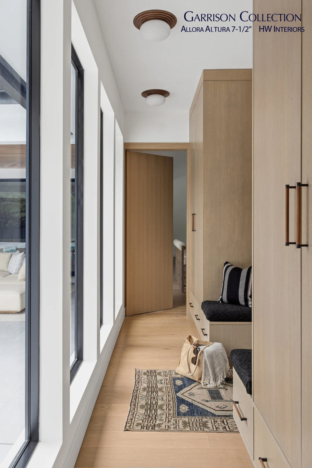 Allora Altura European Oak engineered hardwood flooring installed in an open, light-filled modern living room.