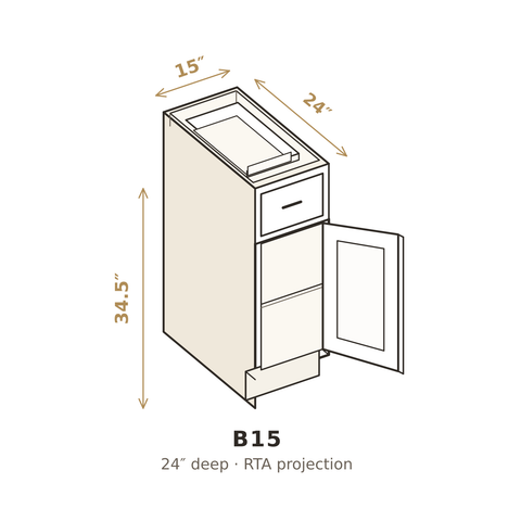 Polar Oxford White Base Cabinet 15"