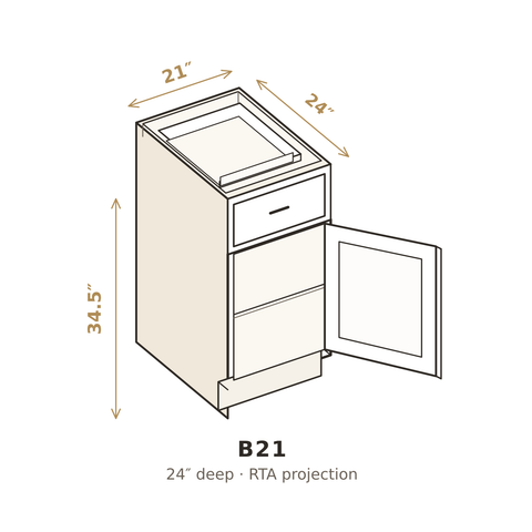 Misty Light Grey Base Cabinet 21"