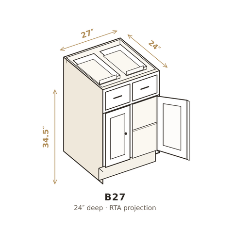 Misty Light Grey Base Cabinet 27"