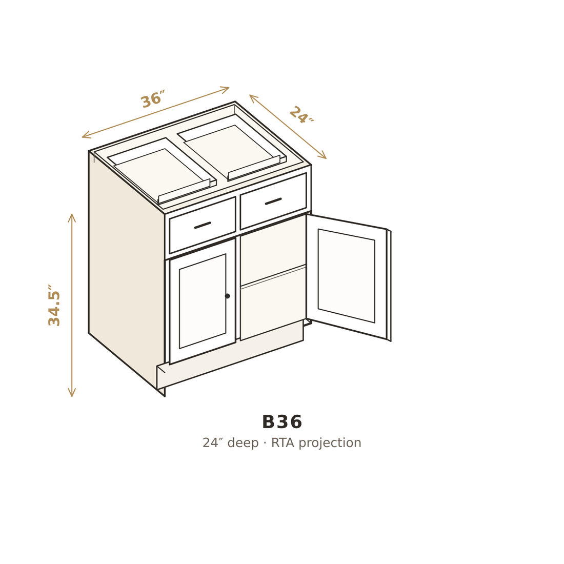 Misty Light Grey Base Cabinet 36"