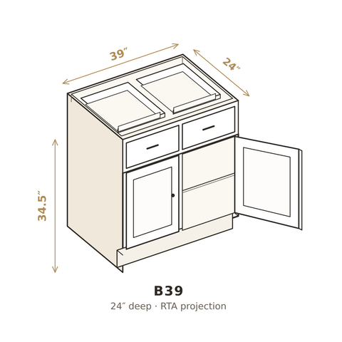 Roasted Espresso Shaker Base Cabinet 39"