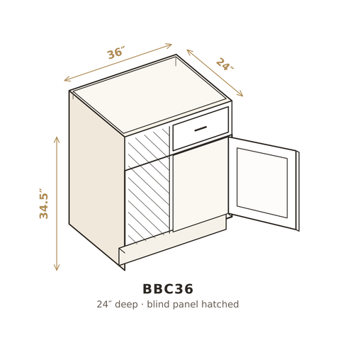 Polar Oxford White Blind Corner Base 36"