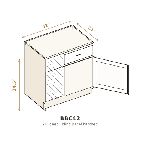 Misty Light Grey Blind Corner Base 42"
