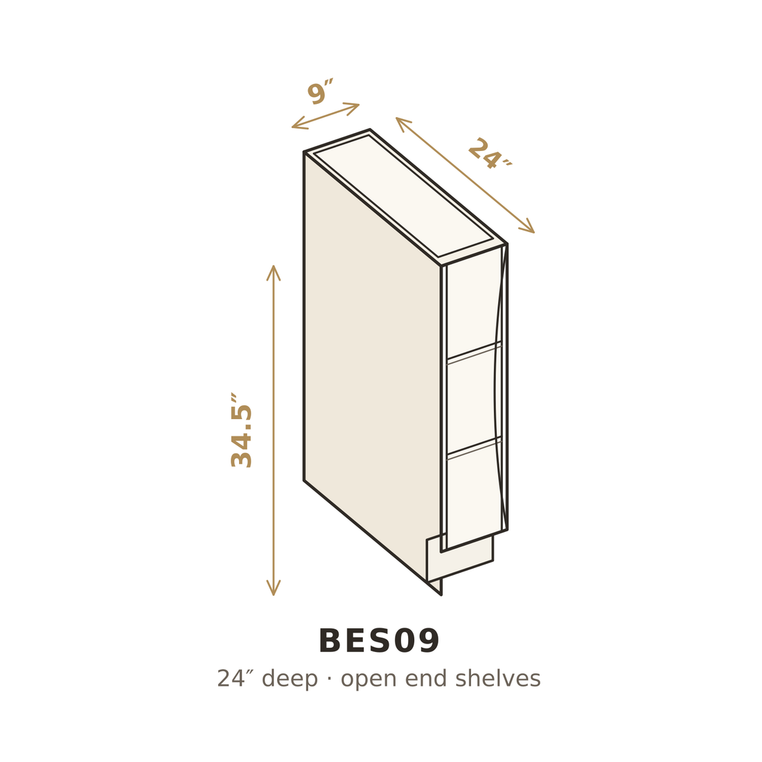 Vanilla White Shaker Base End Shelf 9"