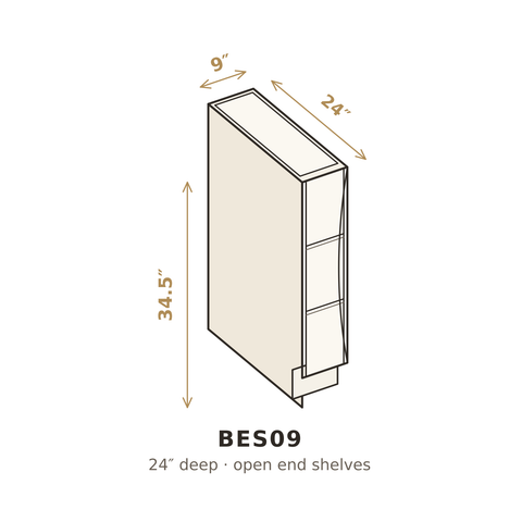 Misty Light Grey Base End Shelf 9"
