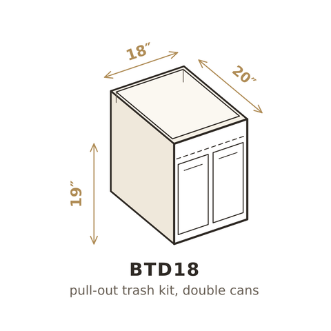 Midnight Black Shaker Pull-Out Trash Kit 18", Double Cans