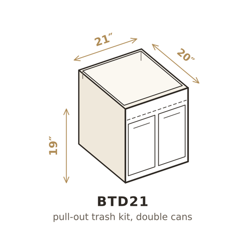 Heritage Antique White Pull-Out Trash Kit 21", Double Cans