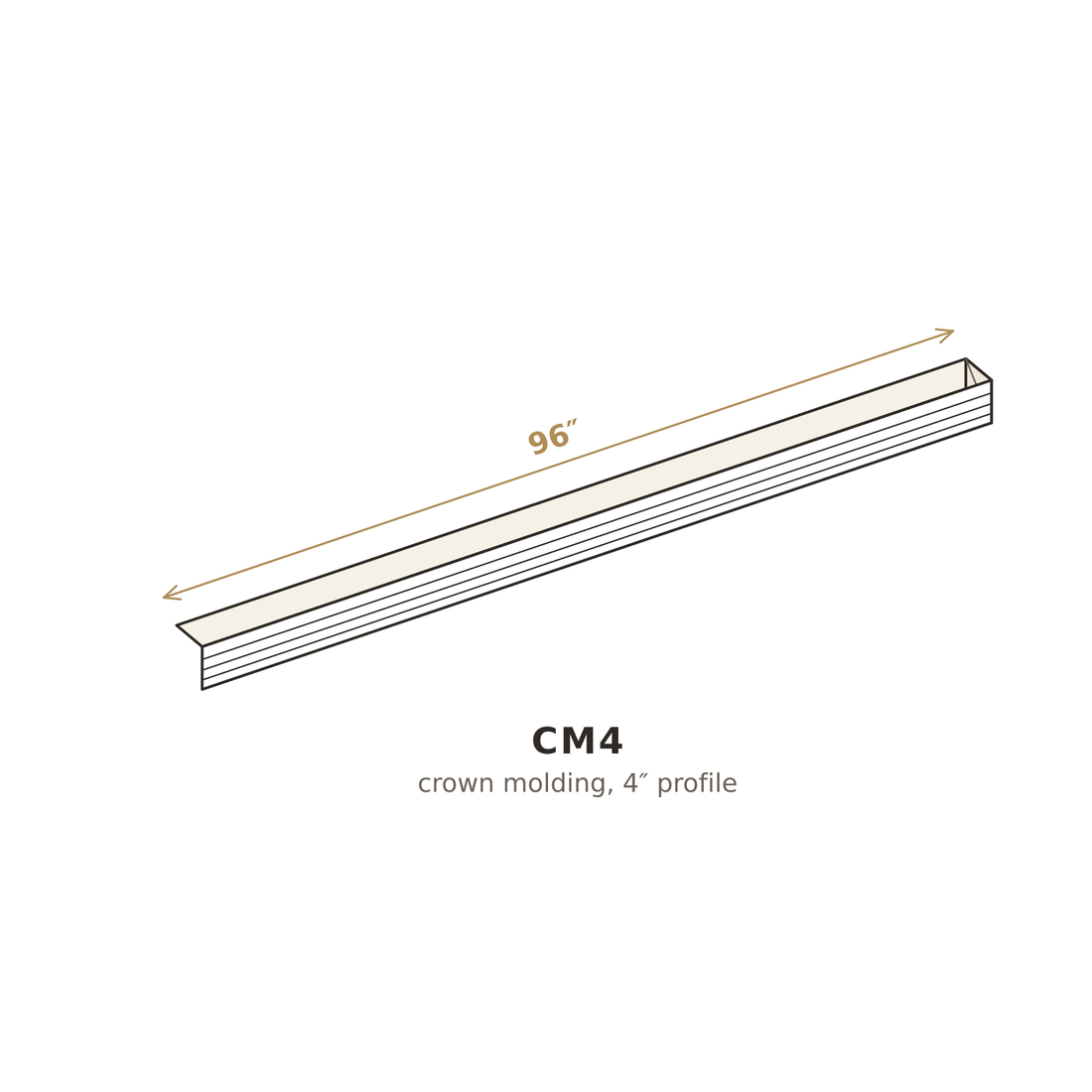 Misty Light Grey Crown Molding 4" (Curve)