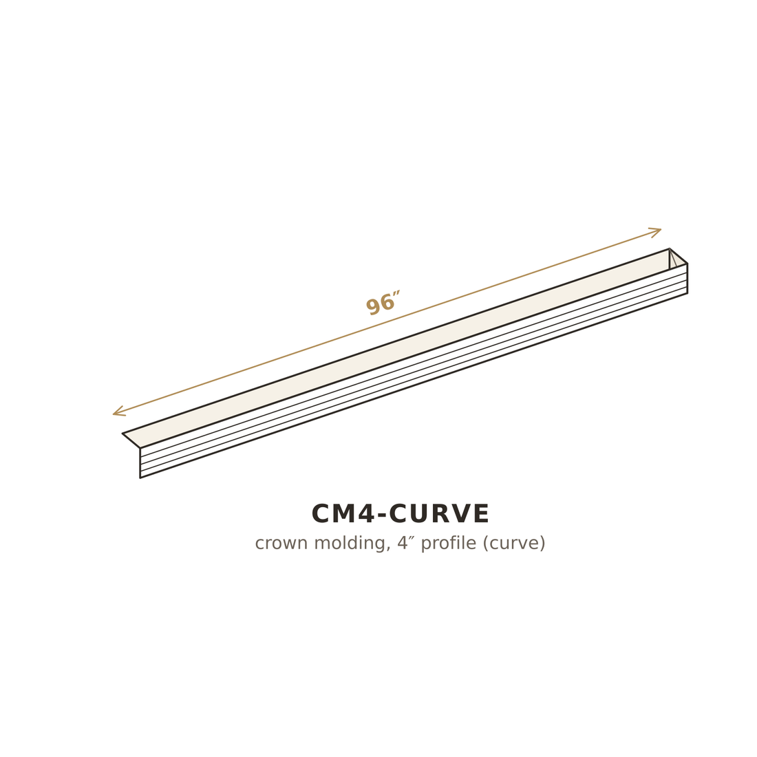 Harvest Oak Shaker Crown Molding 4" (Curve)