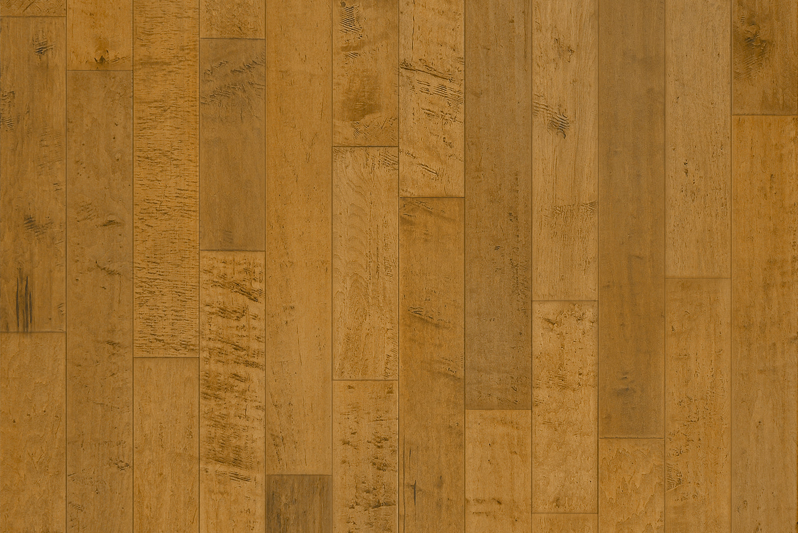 Garrison Carolina Classic Durham engineered maple plank, hand-scraped beveled edges and chatter distressing, medium tone finish