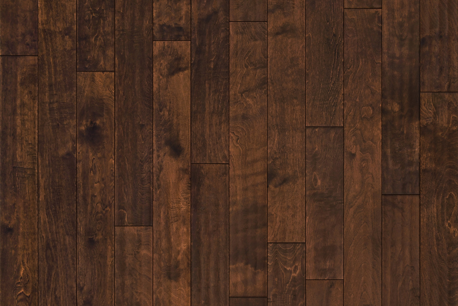 Garrison Competition Buster Truffle 5-inch distressed birch engineered hardwood plank, dark tone with hand-scraped beveled edge