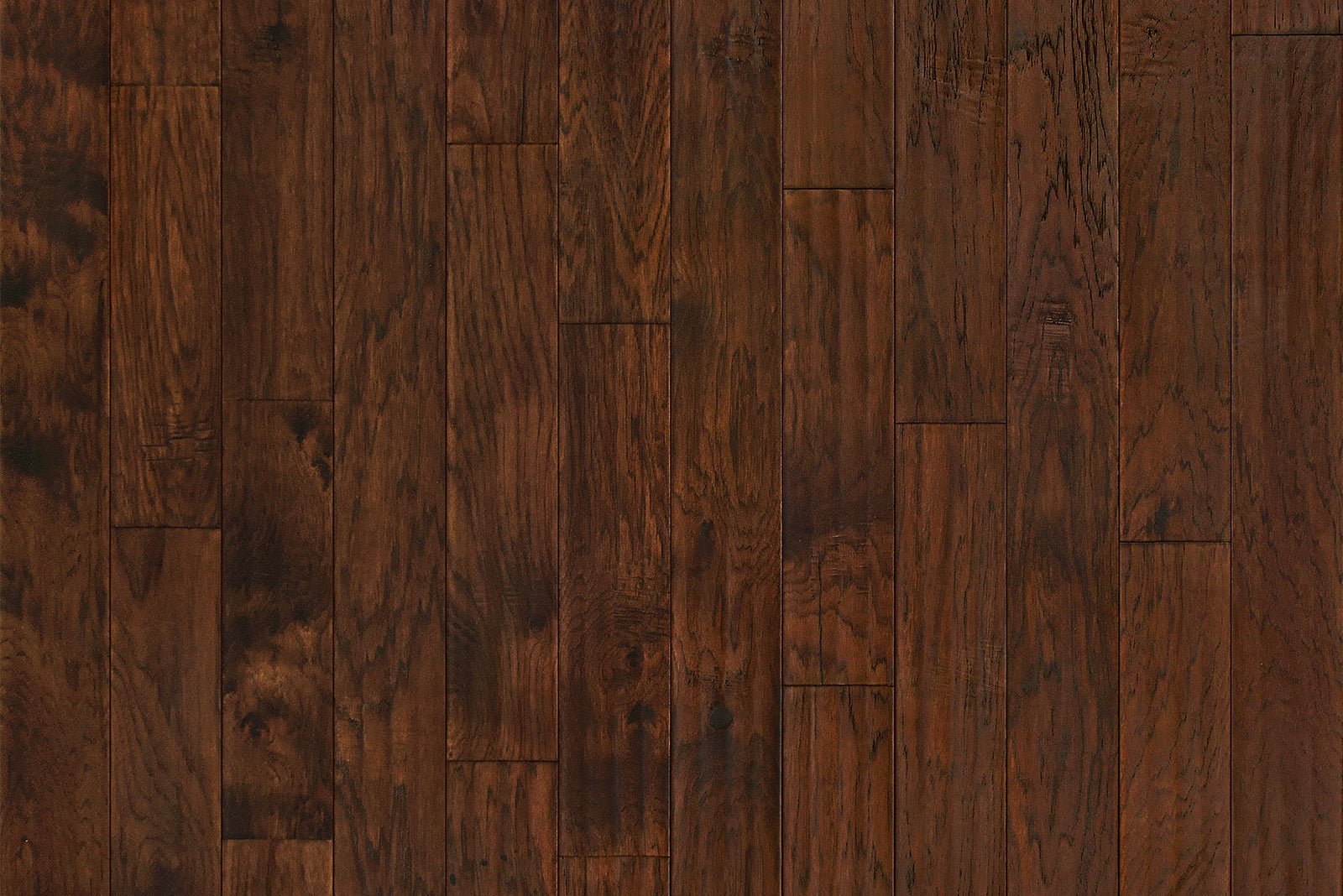 Garrison Competition Buster Antique engineered Hickory plank showing hand-scraped beveled edge and chatter distressing