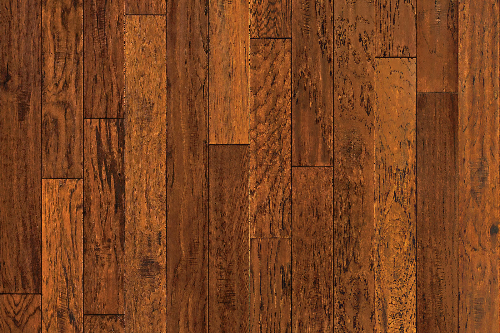Garrison Competition Buster Vintage engineered Hickory plank showing hand-scraped beveled edge and chatter texture