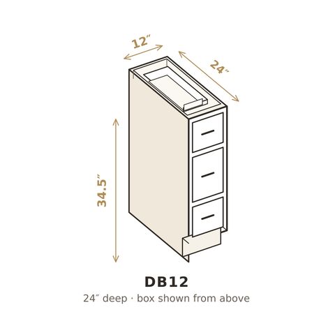 Roasted Espresso Shaker Three Drawer Base 12"
