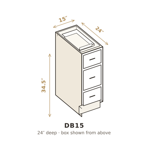 Heritage Antique White Three Drawer Base 15"