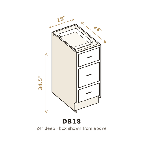 Roasted Espresso Shaker Three Drawer Base 18"