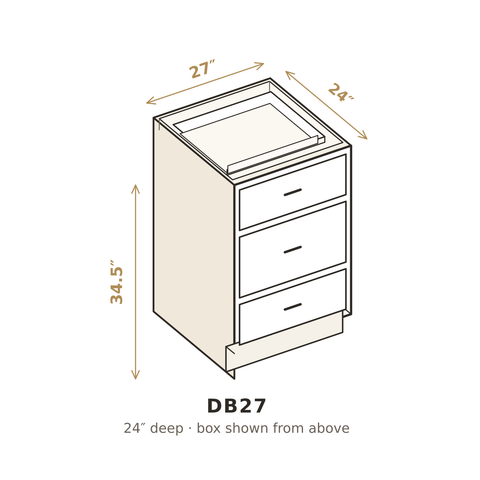 Roasted Espresso Shaker Three Drawer Base 27"