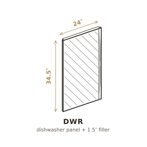 Midnight Black Shaker Dishwasher Panel with 1.5" Filler