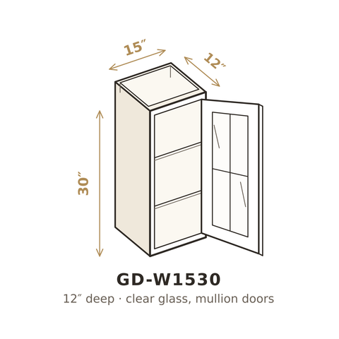 Roasted Espresso Shaker Clear Glass Doors for W1530