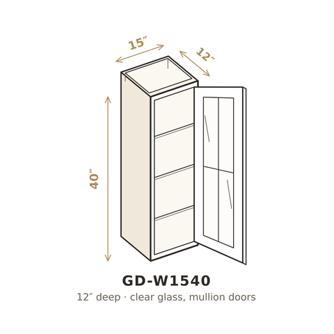 Roasted Espresso Shaker Clear Glass Doors for W1540