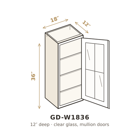 Roasted Espresso Shaker Clear Glass Doors for W1836