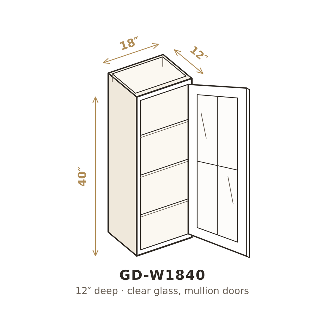 Roasted Espresso Shaker Clear Glass Doors for W1840