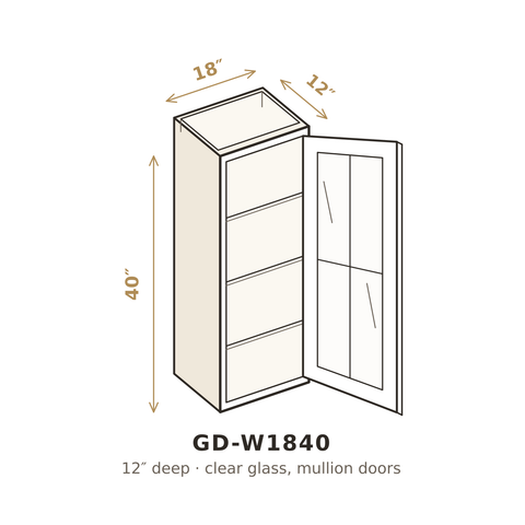 Roasted Espresso Shaker Clear Glass Doors for W1840