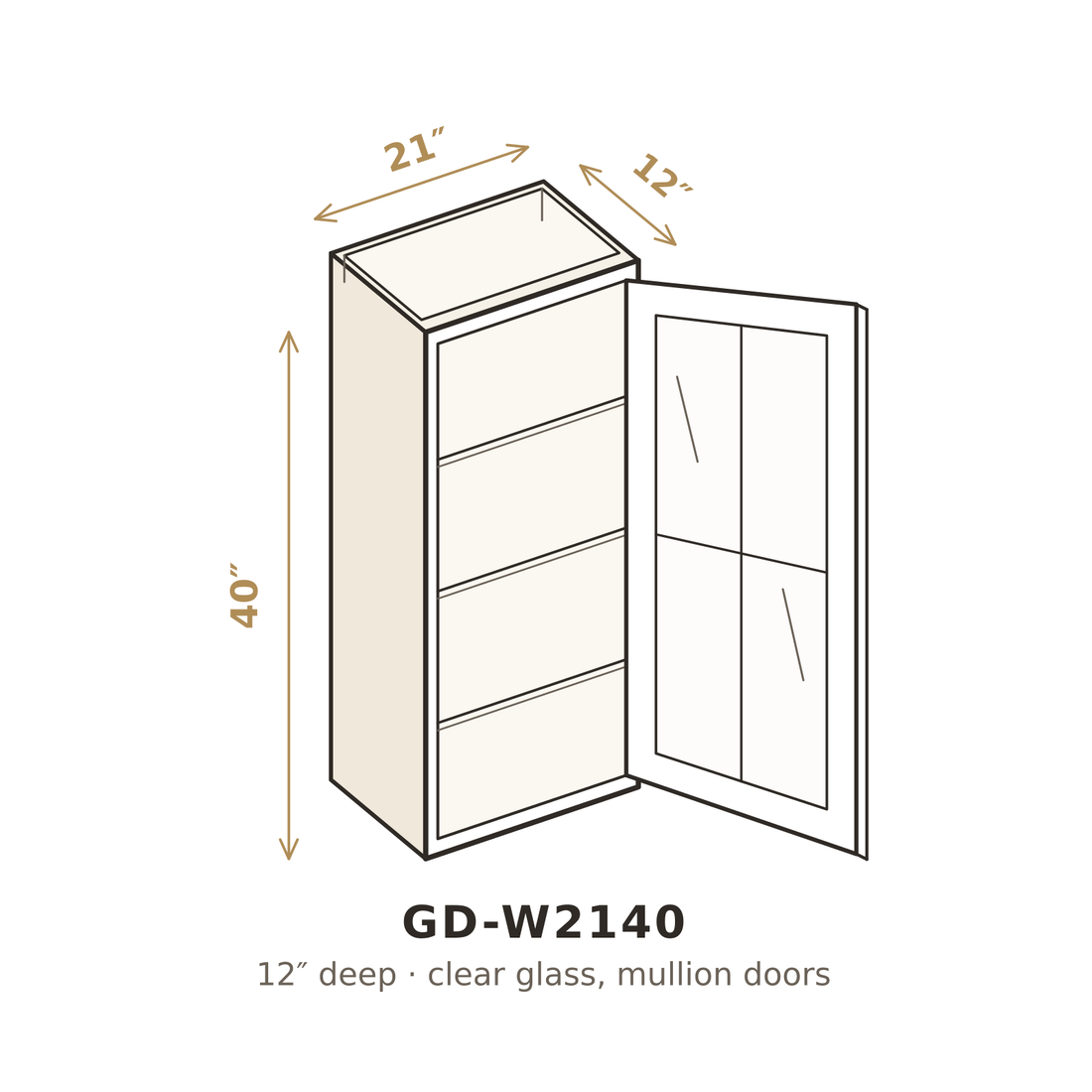 Roasted Espresso Shaker Clear Glass Doors for W2140