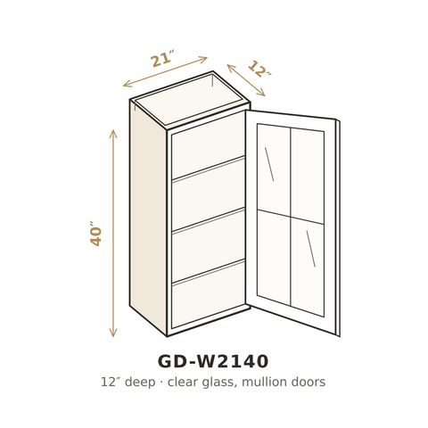 Roasted Espresso Shaker Clear Glass Doors for W2140