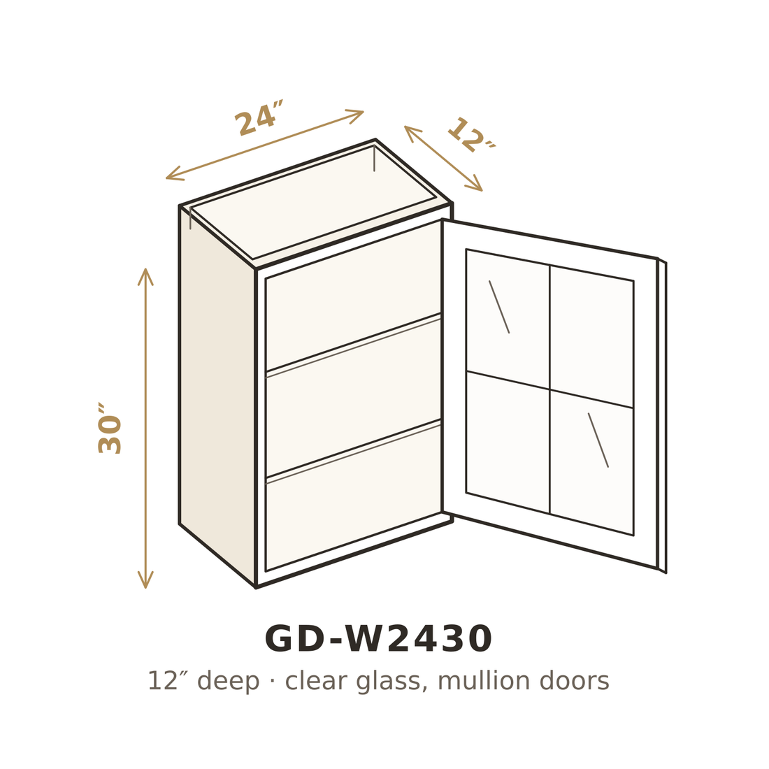 Vanilla White Shaker Clear Glass Doors for W2430