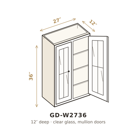 Roasted Espresso Shaker Clear Glass Doors for W2736