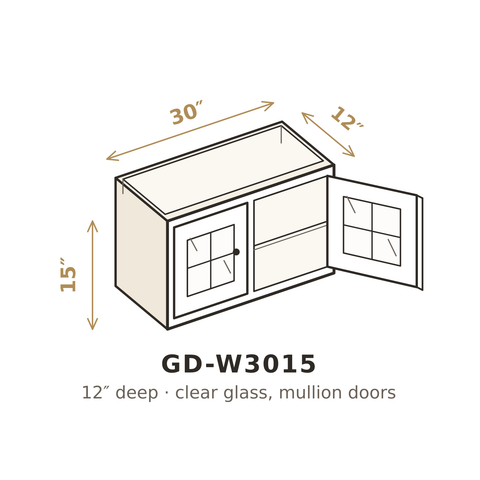 Roasted Espresso Shaker Clear Glass Doors for W3015