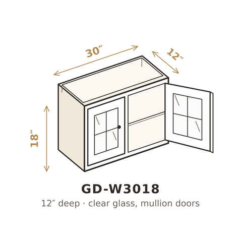 Roasted Espresso Shaker Clear Glass Doors for W3018