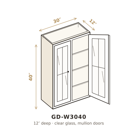Midnight Black Shaker Clear Glass Doors for W3040