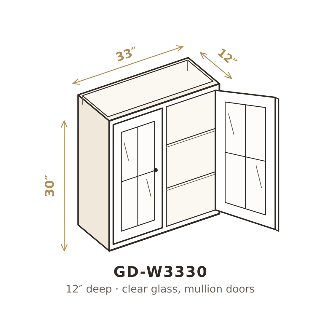 Vanilla White Shaker Clear Glass Doors for W3330