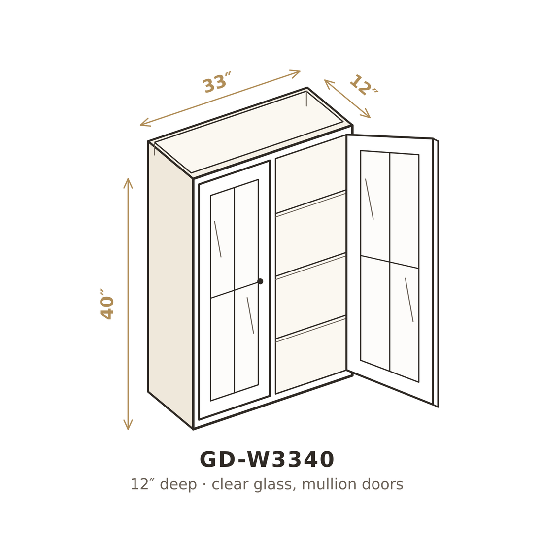 Golden Maple Shaker Clear Glass Doors for W3340