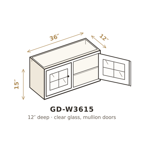 Roasted Espresso Shaker Clear Glass Doors for W3615